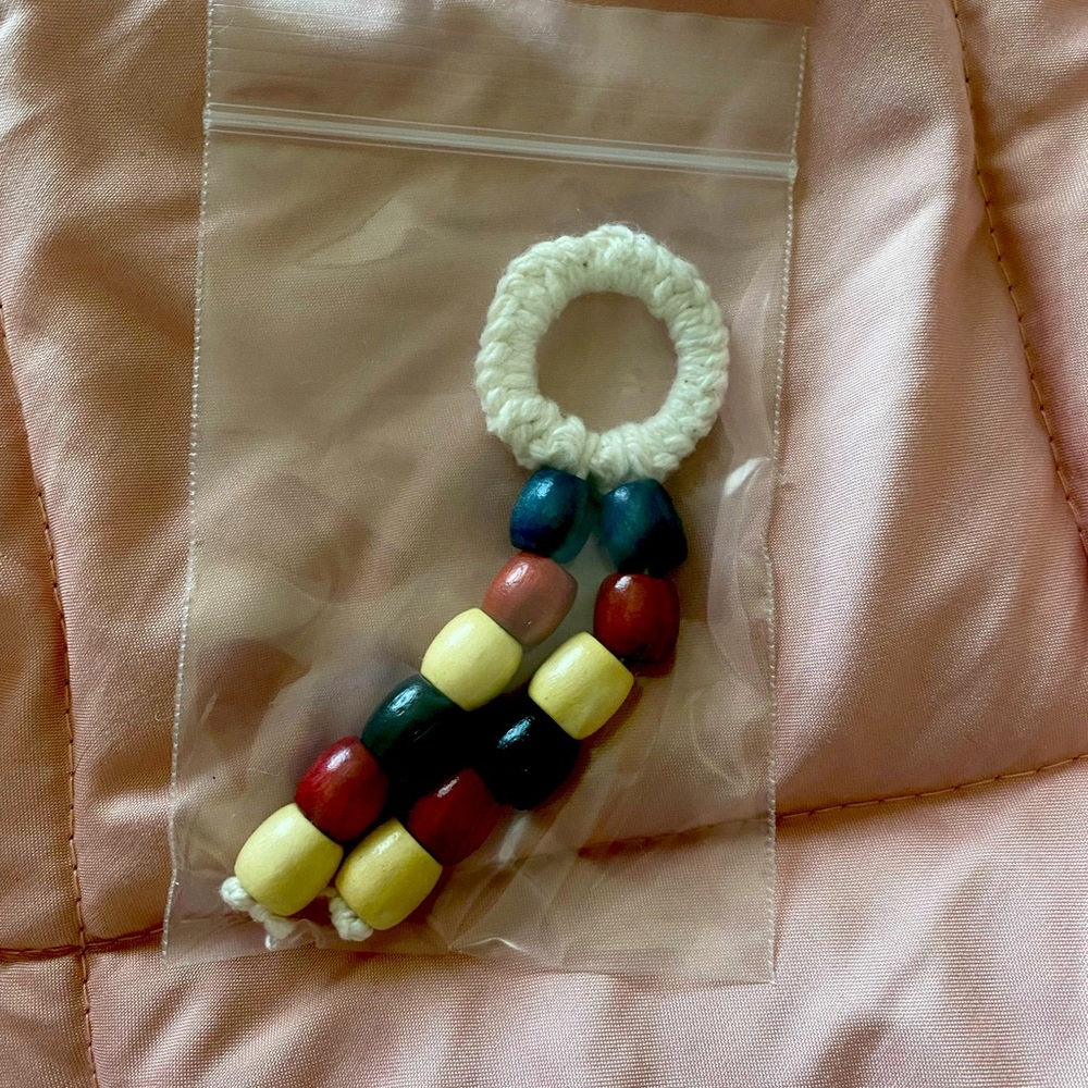 Hand Woven & Beaded Keychain with Wooden Beads